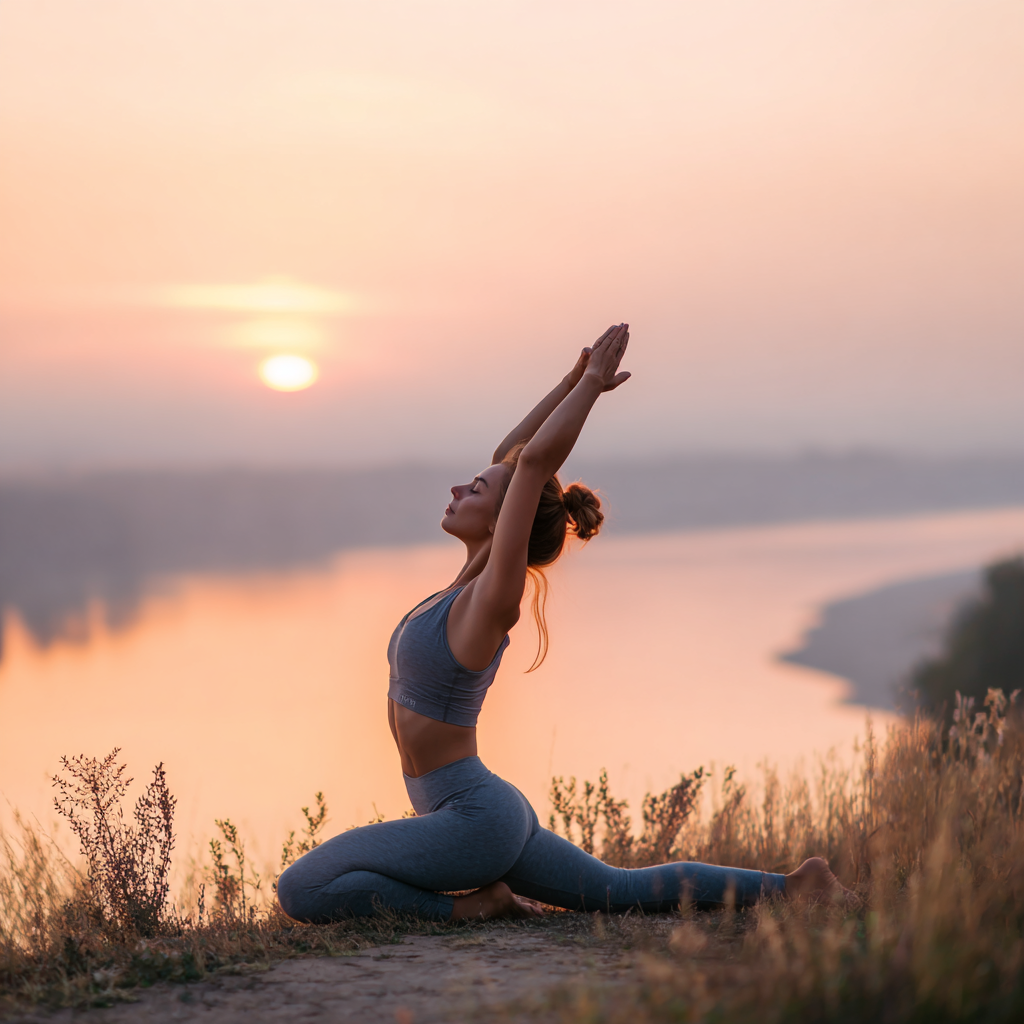 Femeie practică yoga în natură